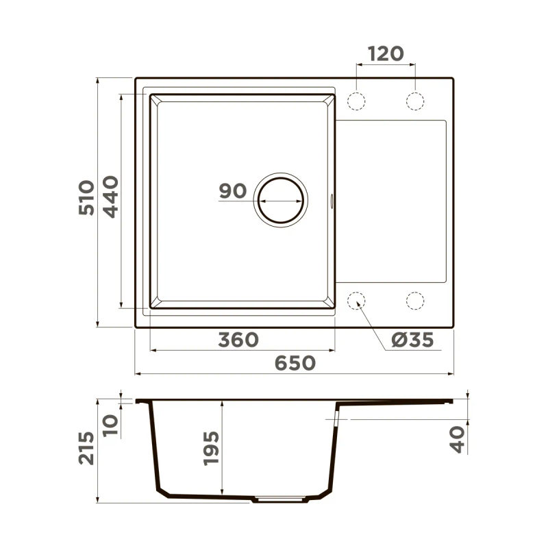 Кухонная мойка из искусственного камня Omoikiri Daisen 65-GR 4993682 (artgranit/leningrad grey)