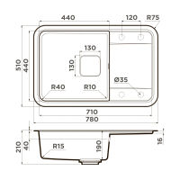 Кухонная мойка из искусственного камня Omoikiri Tasogare 78-PA 4993746 (artgranit/пастила) — 4