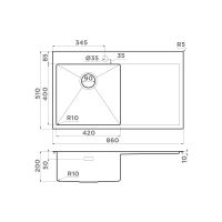Кухонная мойка из нержавеющей стали Omoikiri Akisame 86-IN-L 4993760 (нержавеющая сталь) — 2