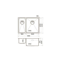 Кухонная мойка из нержавеющей стали Omoikiri Taki 58-2-U/IF-IN-R 4993767 (нержавеющая сталь) — 2