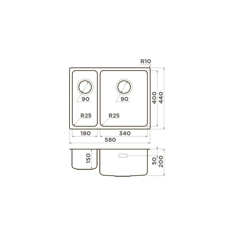 Кухонная мойка из нержавеющей стали Omoikiri Tadzava 58-2-U/I-IN-R 4993773 (нержавеющая сталь)
