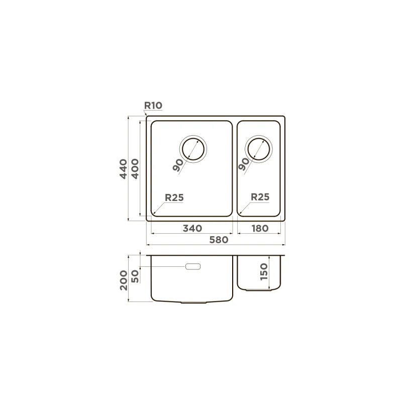Кухонная мойка из нержавеющей стали Omoikiri Tadzava 58-2-U/I-IN-L 4993774 (нержавеющая сталь)