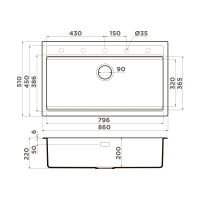 Кухонная мойка из керамики Omoikiri Kitagawa 86-LB-WH 4993795 (artceramic/белый) — 2