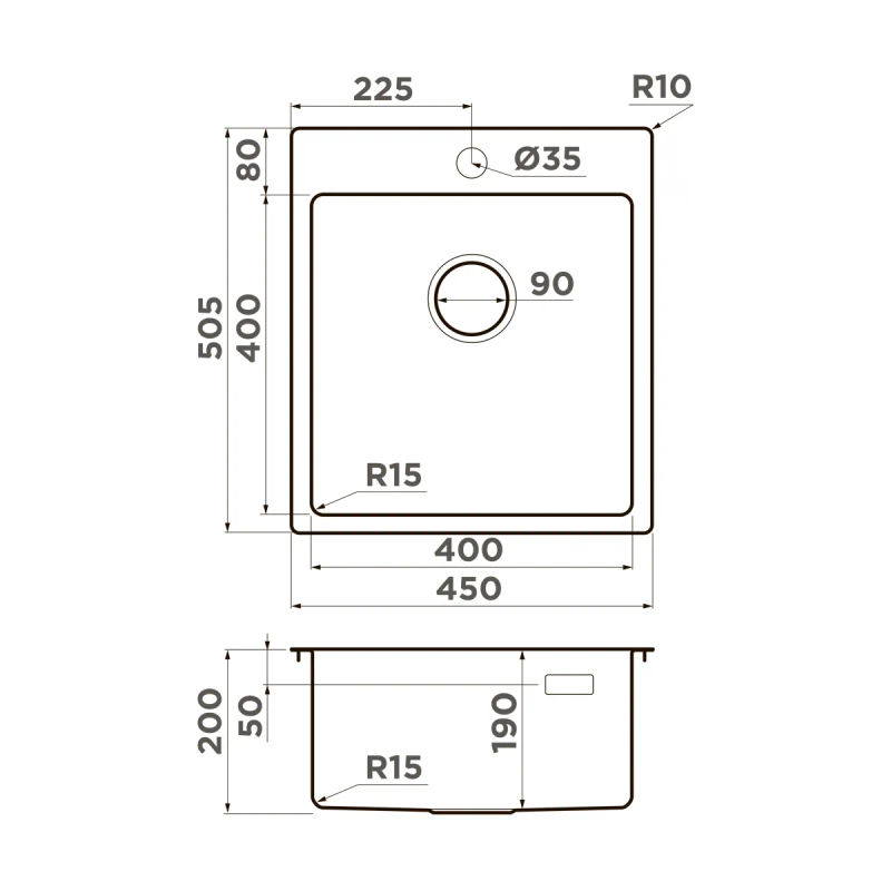 Кухонная мойка из нержавеющей стали Omoikiri Amadare 45-IN 4993802 (нержавеющая сталь)