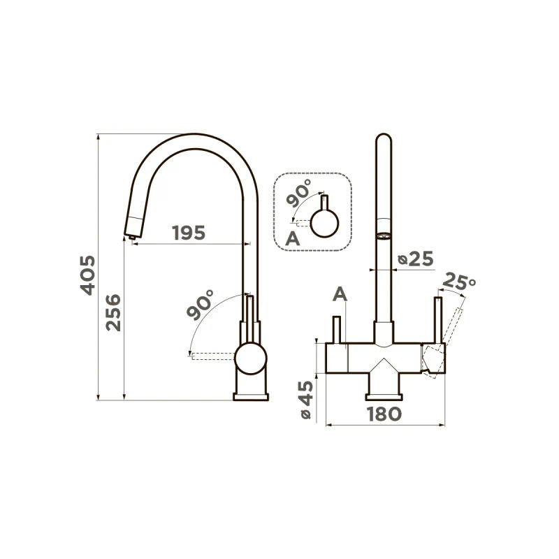 Смеситель для кухни Omoikiri Akita 4994086 нержавеющая сталь