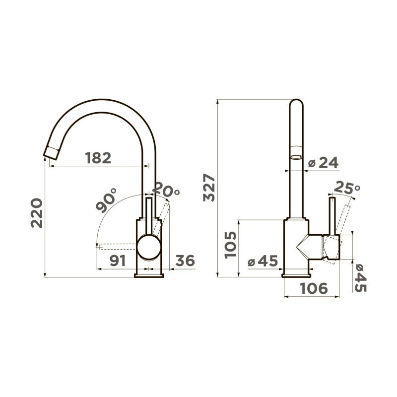 Смеситель для кухни Omoikiri Shinagawa-BN 4994230 нержавеющая сталь