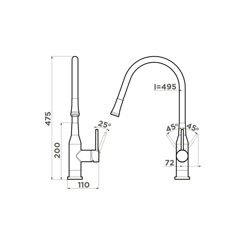 Смеситель для кухни Omoikiri Yatomi-BN-BL 4994247 нержавеющая сталь