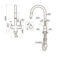 Смеситель для кухни Omoikiri Akita-S-GB 4994359 графит — 2