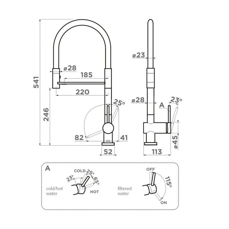 Смеситель для кухни Omoikiri Kanto-2 Plus-SB-BN-WH 4994450 латунь/нержавеющая сталь/белый