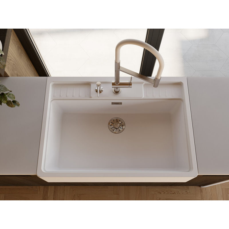 Смеситель для кухни Omoikiri Kanto-2 Plus-SB-BN-WH 4994450 латунь/нержавеющая сталь/белый