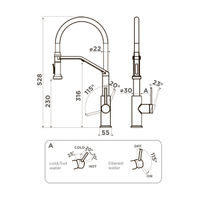 Смеситель для кухни Omoikiri Makkari 2 Plus-SB-LG-BL 4994496 латунь/светлое золото/черный — 4