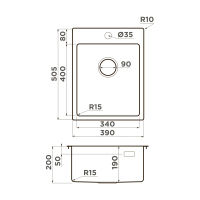 Кухонная мойка из нержавеющей стали Omoikiri Amadare 39-IN 4997028 (нержавеющая сталь) — 2
