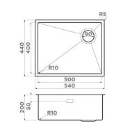 Кухонная мойка из нержавеющей стали Omoikiri Taki 54-U/IF-IN Side SF 4997034 (нержавеющая сталь) — 2