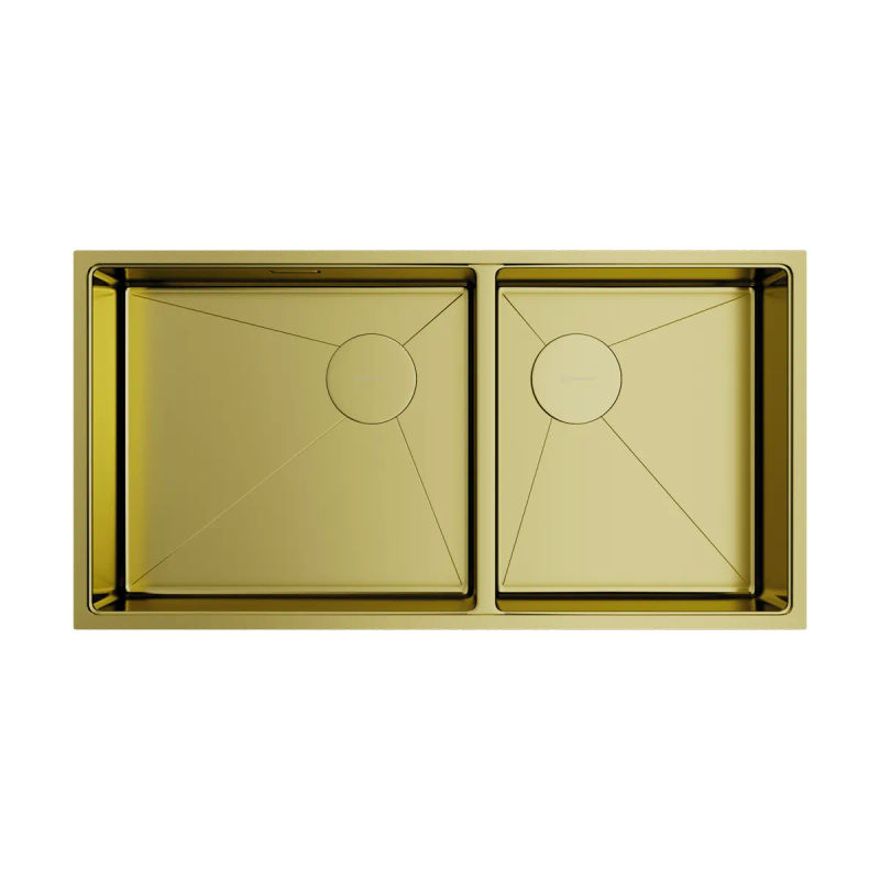 Кухонная мойка из нержавеющей стали Omoikiri Taki 85-2-LB-U/IF-LG Side 4997038 (светлое золото)
