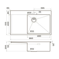 Кухонная мойка из нержавеющей стали Omoikiri Akisame 86-IN-R Side 4997042 (нержавеющая сталь) — 2