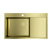 Кухонная мойка из нержавеющей стали Omoikiri Akisame 86-LG-L Side 4997045 (светлое золото) — 1