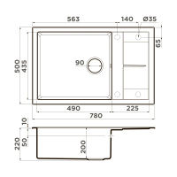 Кухонная мойка из керамики Omoikiri Sumi 78A-LB-GB 4997101 (artceramic/графит) — 2