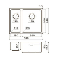 Кухонная мойка из нержавеющей стали Omoikiri Tadzava 58-2-U/I-IN-R Ultra 15 4997117 (нержавеющая сталь) — 2