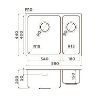 Кухонная мойка из нержавеющей стали Omoikiri Tadzava 58-2-U/I-IN-L Ultra 15 4997118 (нержавеющая сталь) — 2