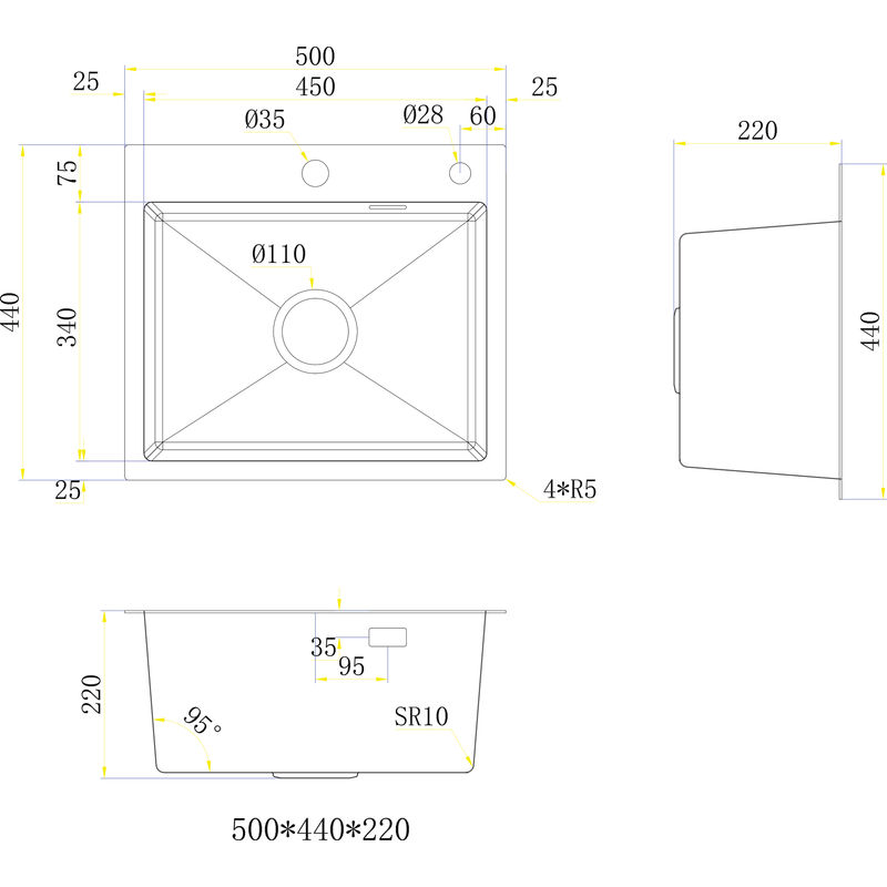 Кухонная мойка из нержавеющей стали BLANTEK LS-5044H Honeycomb (+ 500B40S) 5044222