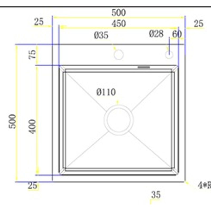 Кухонная мойка из нержавеющей стали BLANTEK FS-5050HN Honeycomb Nano black ECO (+501F40-B) 5050204