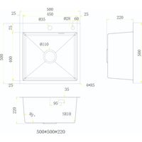 Кухонная мойка из нержавеющей стали BLANTEK LS-5050B Nano black (+ 500B40B) 5050223 — 10