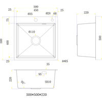 Кухонная мойка из нержавеющей стали BLANTEK LS-5050HN Honeycomb Nano black (+ 500B40B) 5050224 — 9