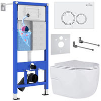 Унитаз подвесной с инсталляцией Roxen StounFix Dual Fresh 505547 6 в 1 (состоит из: 710200, Santi 410260W, 530155-01) — 1