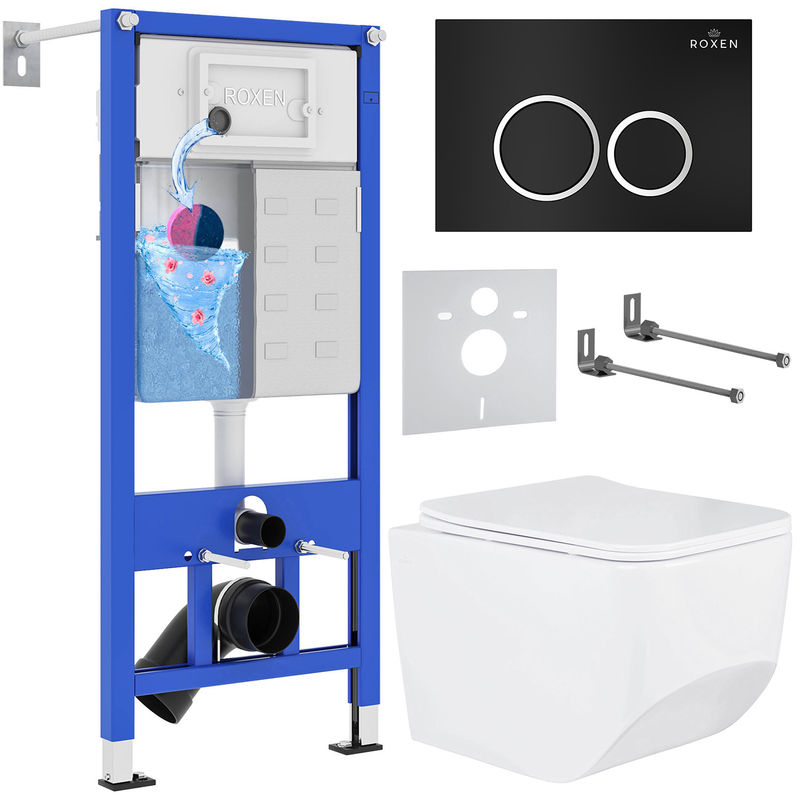 Унитаз подвесной с инсталляцией Roxen StounFix Dual Fresh 507542 6 в 1 (состоит из: 710200, Santi 410260B, 530145-01)