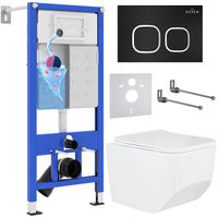 Унитаз подвесной с инсталляцией Roxen StounFix Dual Fresh 545698 6 в 1 (состоит из: 710200, Santi 410280B; 530145-01) — 1