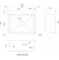 Кухонная мойка из нержавеющей стали BLANTEK LS-5848HN Honeycomb Nano black (+ 500B40B) 5848224 — 9