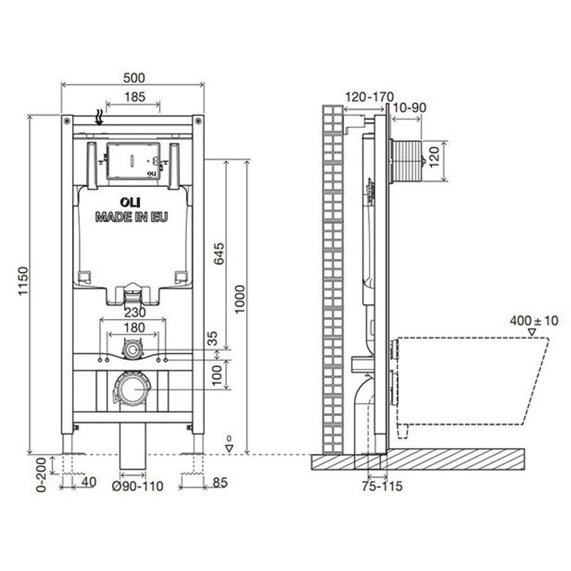 Инсталляция для унитаза OLI 80 600151+154962 с клавишей смыва Slim золото