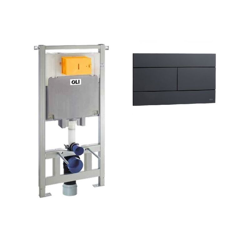 Инсталляция для унитаза OLI 80 600151+659055 с клавишей смыва Slim черная матовая