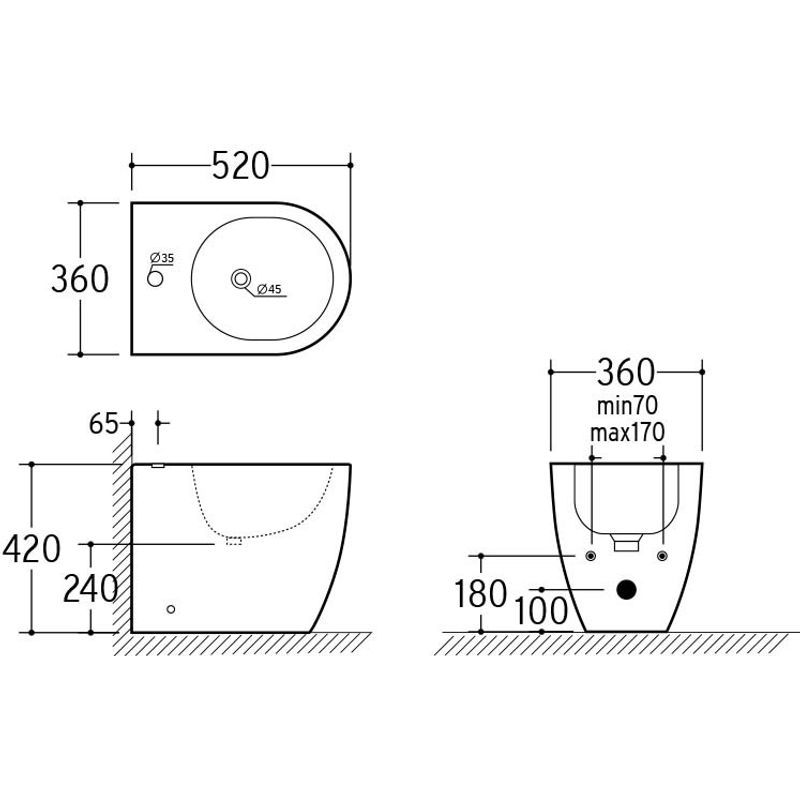 Биде Roxen Antares 610185-00