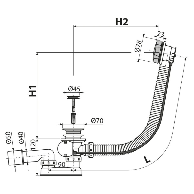 Сифон для ванны Polimat 6103065 автомат хром