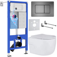 Унитаз подвесной с инсталляцией Roxen StounFix Dual Fresh 618703 6 в 1 (состоит из: 710200, Steel 420280G; 530155-01) — 1