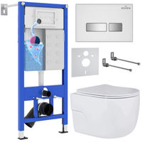 Унитаз подвесной с инсталляцией Roxen StounFix Dual Fresh 636623 6 в 1 (состоит из: 710200, Glass 430280W; 530155-01) — 1