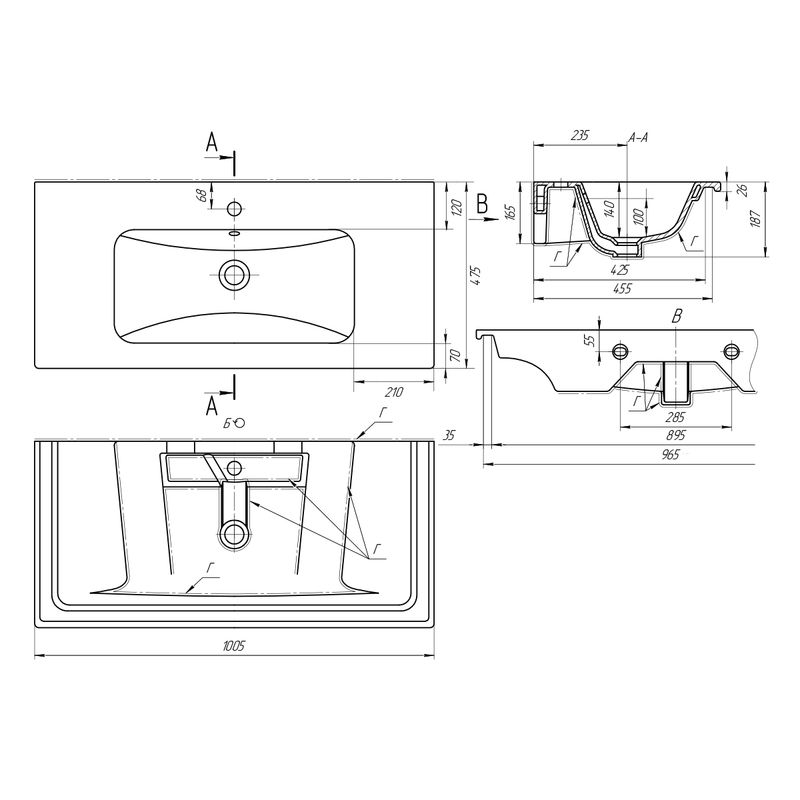 Раковина Dreja Эйфория 100 см / 641235