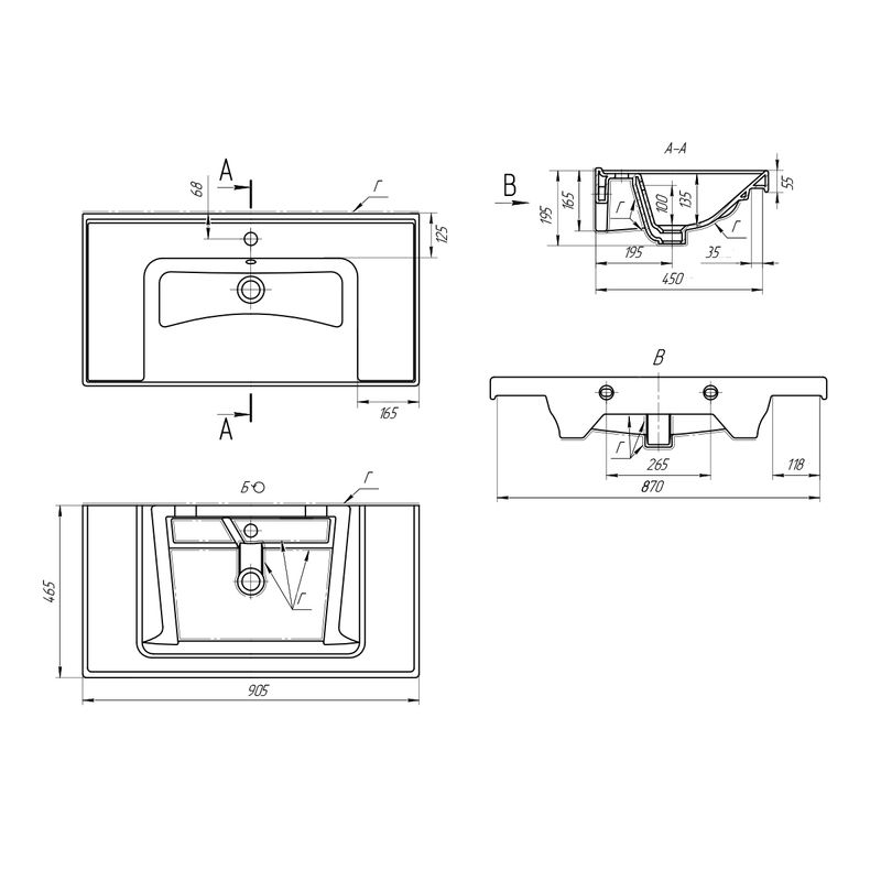 Раковина Dreja Грэйс 90 см / 641617
