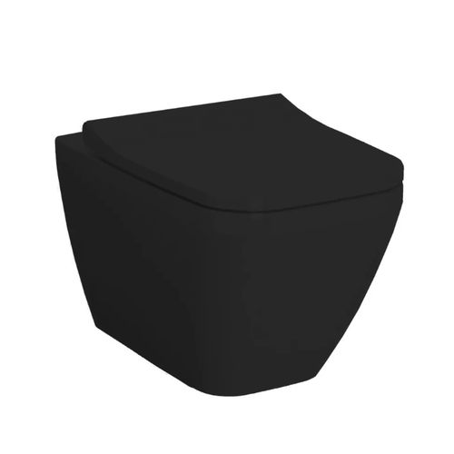 Подвесной унитаз Vitra Integra Square 7082B083-0075+191-083-009 безободковый с сиденьем Soft-Close черный матовый