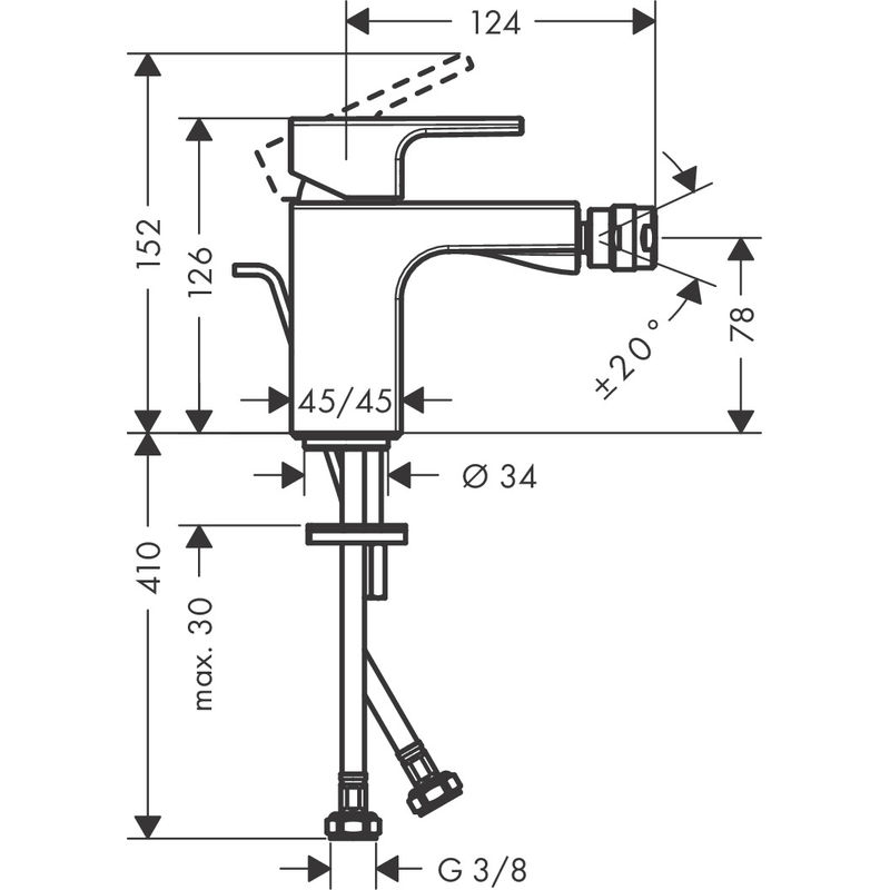 Смеситель для биде Hansgrohe Vernis Shape 71211000 c донным клапаном хром