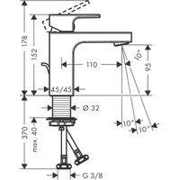 Смеситель для раковины Hansgrohe Vernis Shape 100 с донным клапаном / 71561670 матовый черный — 3