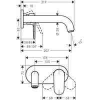 Смеситель скрытого монтажа для раковины Hansgrohe Vernis Blend 71576670 матовый черный — 2