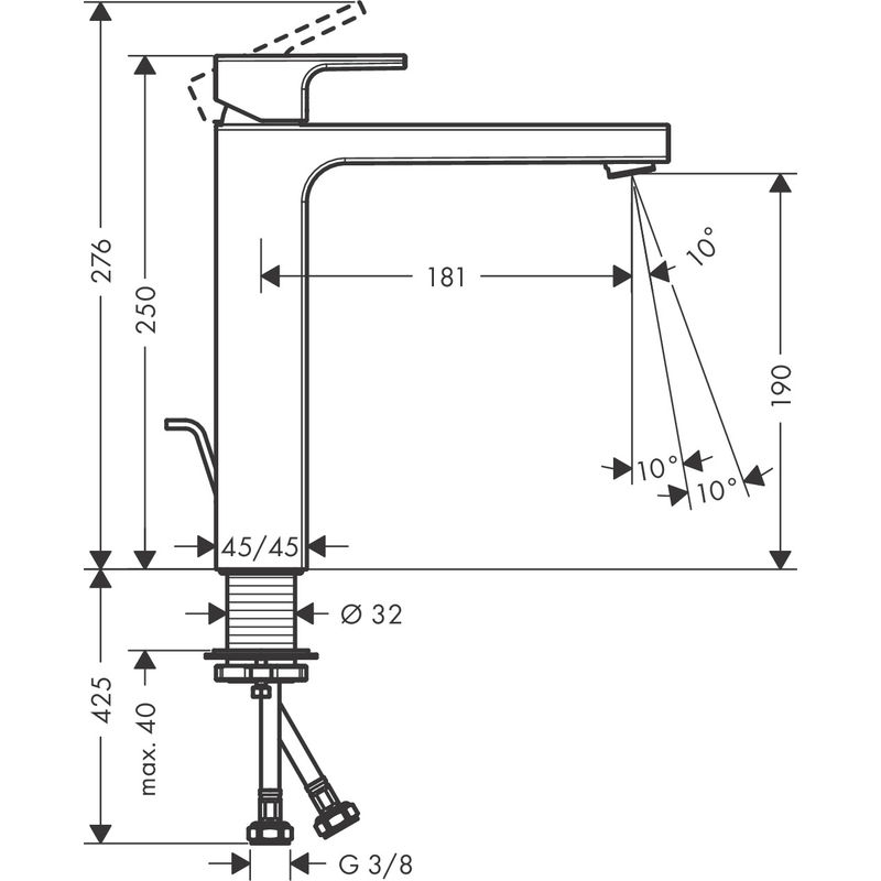 Смеситель для раковины Hansgrohe Vernis Shape 230 с донным клапаном / 71590000 хром