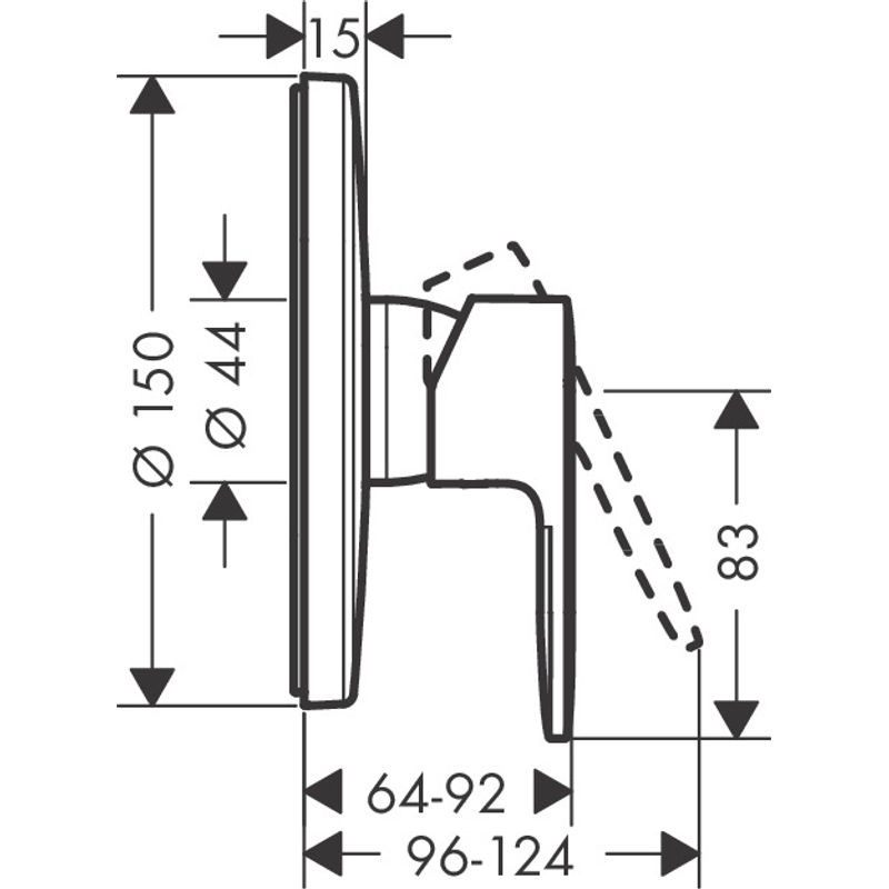 Смеситель скрытого монтажа для душа Hansgrohe Vernis Blend 71667670 черный матовый