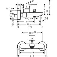 Смесиетль для ванны Hansgrohe Rebris S 72440000 хром — 2