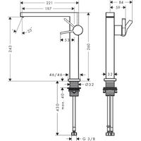 Смеситель для раковины Hansgrohe Tecturis E 240 с донным клапаном / 73070000 хром — 3