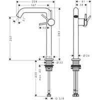 Смеситель для раковины Hansgrohe Tecturis S 240 с донным клапаном / 73370000 хром — 3
