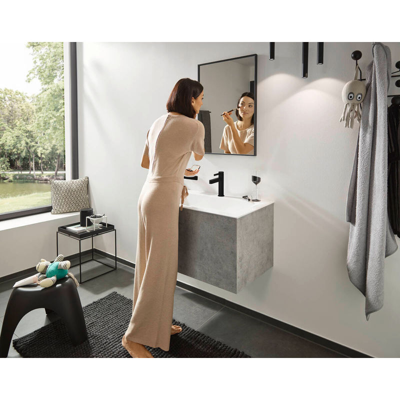 Смеситель для раковины Hansgrohe Finoris 110 с донным клапаном / 76023670 матовый черный