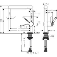 Смеситель для раковины Hansgrohe Finoris 230 с донным клапаном / 76060670 матовый черный — 3